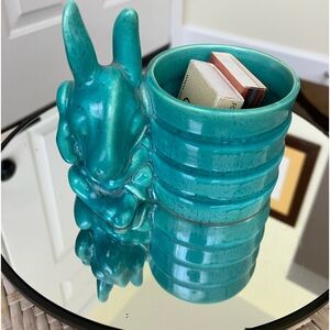 VTG  GOEBEL SITTING DONKEY WITH HEADSET AND RADIO BACKPACK MATCH STRIKER/ HOLDER